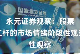 永元证券观察：股票杠杆的市场情绪阶段性观察